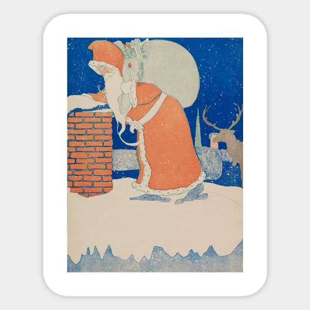 Vintage Santa Claus Chimney Christmas Sticker by pdpress